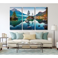 Hillside Lake Scene Printed Canvas