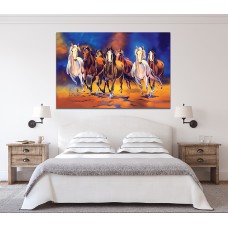 Horses Galloping Abstract Art Printed Canvas