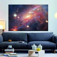 Nebulas, galaxies and stars in beautiful composition, Deep space art Printed Canvas