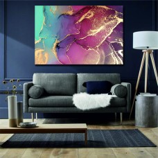 Ink Abstract Blue Red Gold 1655 Printed Canvas