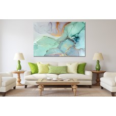 Ink Abstract Green Blue Gold 1662 Printed Canvas
