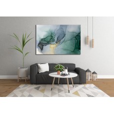 Ink Abstract Green Teal Gold 1663 Printed Canvas