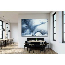 Ink Abstract Grey White 1665 Printed Canvas