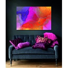 Ink Abstract Purple Pink Orange Gold 1690 Printed Canvas