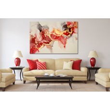 Ink Abstract Red Black Gold 1567 Printed Canvas