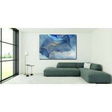 Ink Abstract White Navy Gold 1694 Printed Canvas