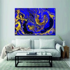 Ink Abstract Purple Gold Black 1650 Printed Canvas