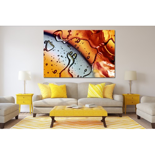 Ink Abstract Water Drops Orange Yellow Grey 1660 Printed Canvas