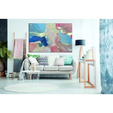 Ink Abstract Yellow Peach Blue 1695 Printed Canvas