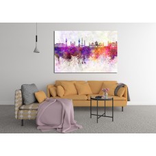 Lahore skyline in watercolor background, Pakistan Printed Canvas