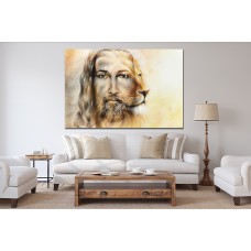 Jesus with a Lion Printed Canvas