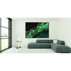 Marble Abstract Black Green Gold 1569 Printed Canvas