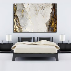 Marble Abstract Black White Gold 1699 Printed Canvas