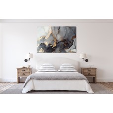 Marble Abstract Gold Black White 1593 Printed Canvas