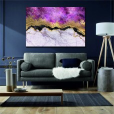 Marble Abstract Pink Black White Gold 1570 Printed Canvas