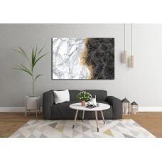 Marble Abstract White Black Gold 1669 Printed Canvas