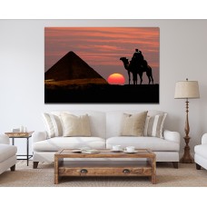 To The Pyramids Of Giza On Camelback Printed Canvas