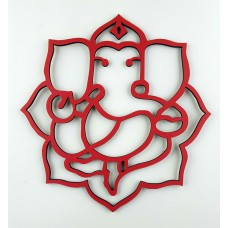 Wooden Cut out Ganesh in Red