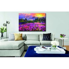 Abstract Flower with a hills in the background Painting Printed Canvas
