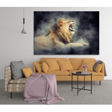 Smokey Lion Abstract Printed Canvas