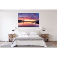 Stunning Vibrant Sunset At Ashness Jetty In Keswick, The Lake District, UK Printed Canvas