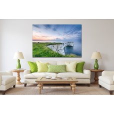 Sunset over Old Harry Rocks near Swanage and the start of the Jurassic Coast in Dorset, UK Printed Canvas