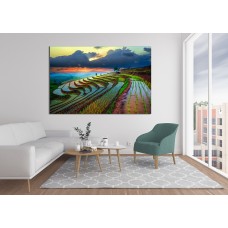 Terraced Paddy Field in Mae-Jam Village, Chaingmai Province, Thailand  Printed Canvas