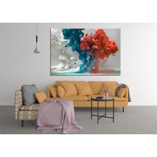 Red blue white Colored drop in water in motion, Ink clouds swirling,Cloud of acrylic ink under water paint background 1571 Printed Canvas