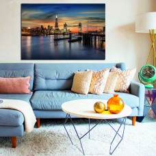 Skyline of London during Sunset, The Tower Bridge and Tower area by the Thames River, UK Printed Canvas