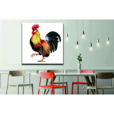 Watercolor Rooster Printed Canvas