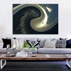 Abstract Wave in Black White Printed Canvas