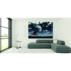 Moon Lit Starry Night Landscape Printed Canvas