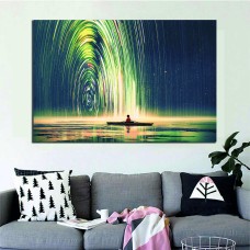 Abstract Woman in Boat on River Printed Canvas