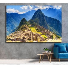 Lost inca city Machu Picchu , Cusco, Peru Printed Canvas