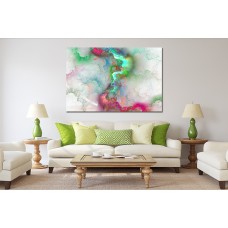 Abstract Clolour Clouds Green Pink Purple 1546 Printed Canvas