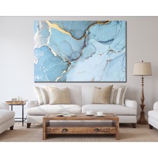 Abstract Gold & Blue Marble Effect 1063 Printed Canvas