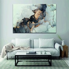 Black & White Marble Effect 1232 Printed Canvas
