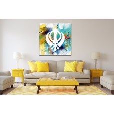 Colourful Brushstroke Khanda Sikh 1197 Printed Canvas