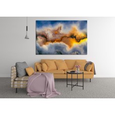 Abstract Cloud Yellow Blue 1680 Printed Canvas