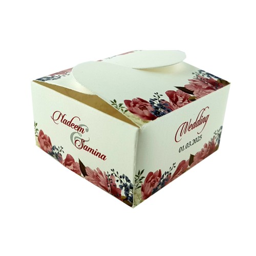 Light Coral Floral - Personalised Butterfly Party Favour Box