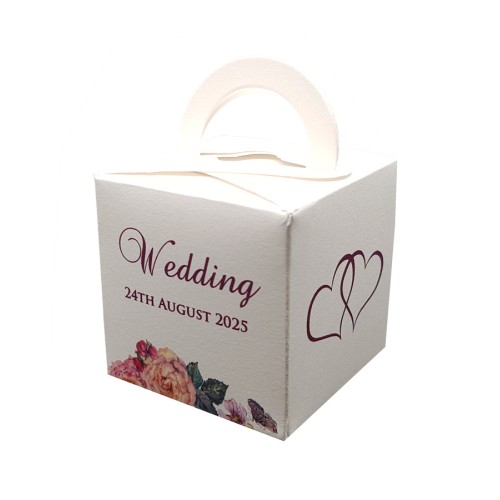 Orange Floral - Personalised Cube Party Favour Box