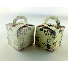 Vintage Red Rose - Printed Cube Floral Favour Box