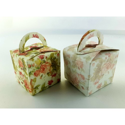 Classic Orange Rose - Printed Cube Floral Favour Box