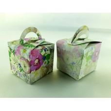 Bright Watercolour Rose - Printed Cube Floral Favour Box