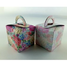 Vivid Multicoloured Rose - Printed Cube Floral Favour Box