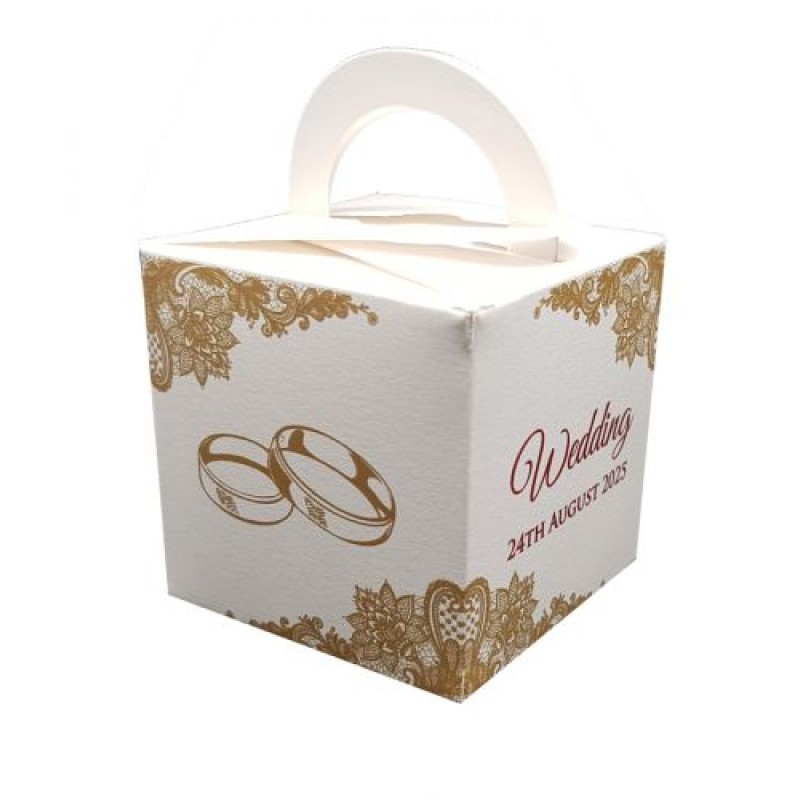 Gold Rings - Personalised Cube Party Favour Box