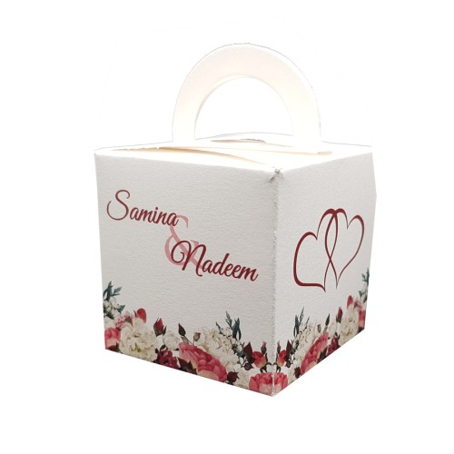 Light Floral - Personalised Cube Party Favour Box