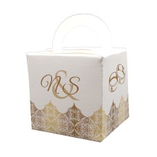 Gold Damask - Personalised Cube Party Favour Box