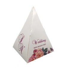 Orange Floral - Personalised Pyramid Party Favour Box