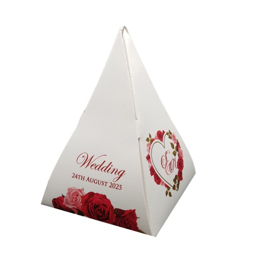 Red Rose - Personalised Pyramid Party Favour Box